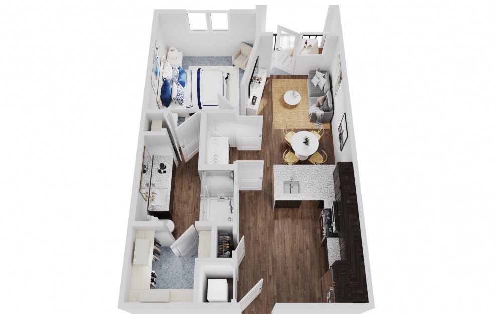 Brazos - 1 bedroom floorplan layout with 1 bath and 622 square feet.