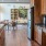 a kitchen with wooden floors