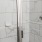 a shower with glass doors